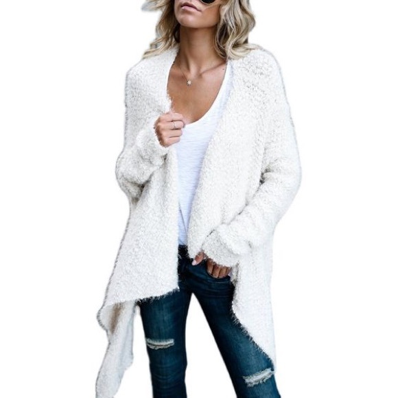 Soft Teddy Fuzzy Cardigan Open Front Slouchy - Picture 7 of 16